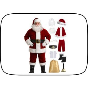 Men's Deluxe Santa Suit 11pc